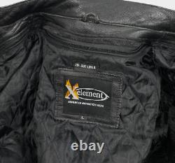 Xelement Heavy Padded Leather Black Racer Motorcycle Bomber Biker Jacket Men's L