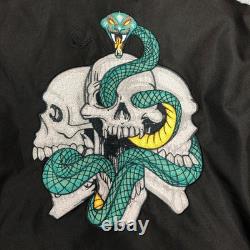 Xelement Jacket Mens Large Black Skull Snake Embroidered Waterproof Motorcycle