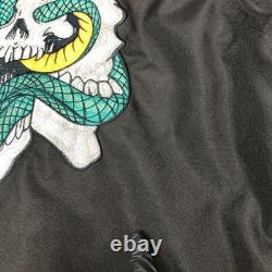 Xelement Jacket Mens Large Black Skull Snake Embroidered Waterproof Motorcycle