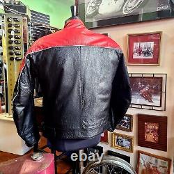 Xelement- Leather Motorcycle Jacket- Black/Red- Quilt Lined- Durable- Men's XL