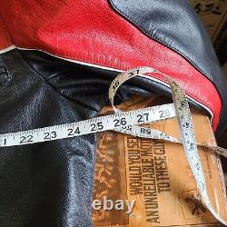 Xelement- Leather Motorcycle Jacket- Black/Red- Quilt Lined- Durable- Men's XL