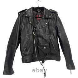 Xpert Motorcycle Leather Biker Jacket Womens Size M Black Zip Thinsulate Moto