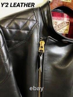 Y'2 Leather Horsehide Jacket Size 40 Motorcycle Jacket Black from Japan Used