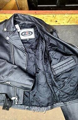 Z1R Black Leather Biker Jacket With Quilt Liner Men's 36