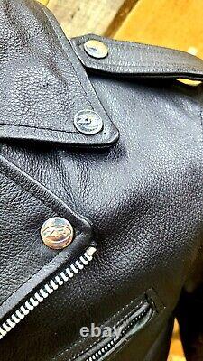 Z1R Black Leather Biker Jacket With Quilt Liner Men's 36
