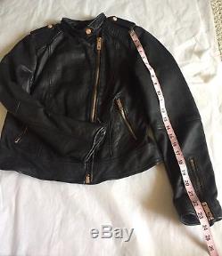 ZARA Black Biker Moto Leather Jacket Sz XL