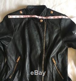 ZARA Black Biker Moto Leather Jacket Sz XL