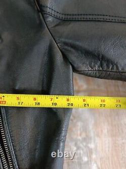 Zara Genuine Leather Biker Jacket Size L Mens Full Zip Black Rock Heavy Metal