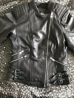 Zara Moto/biker Genuine Leather Jacket With Padded Shoulder. Size S. Sold Out